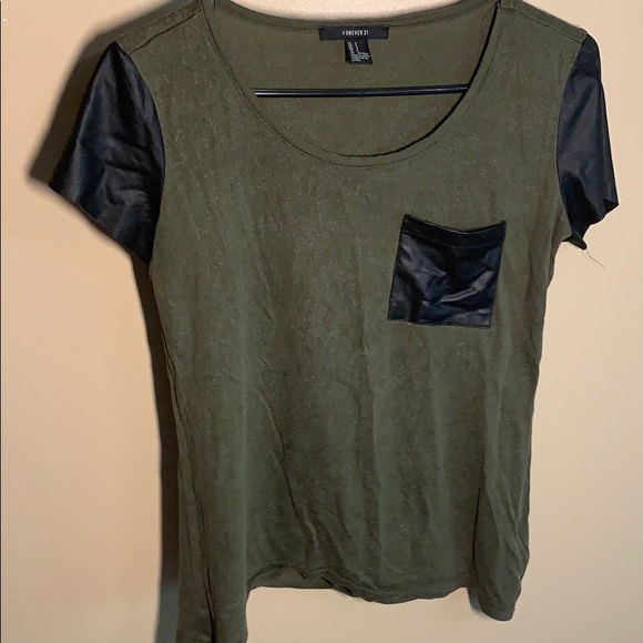 Forever 21 army green and leather - Picture 1 of 3